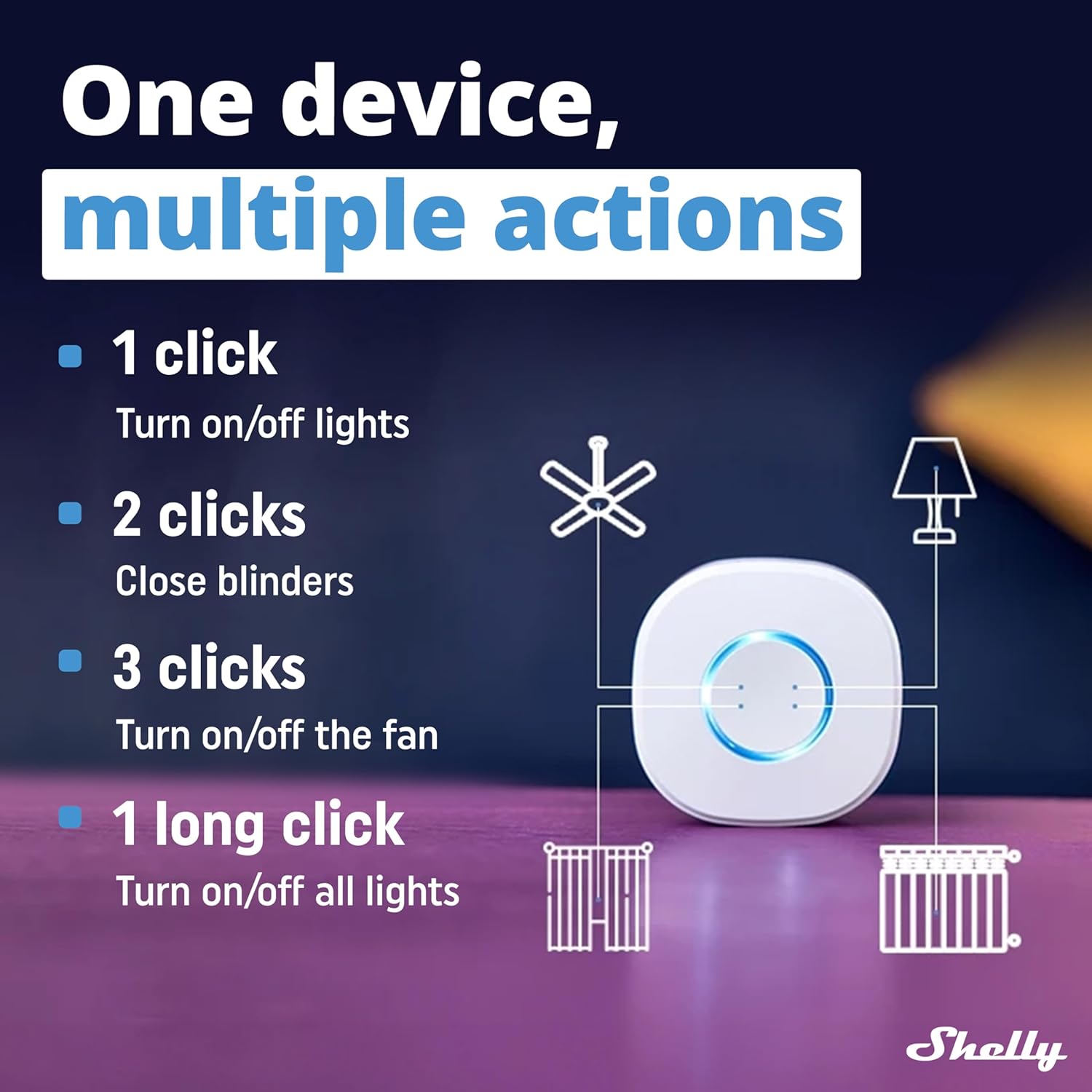 Shelly Button1 WiFi Bluetooth weiß Smart Button (Strom & Licht) - kab24.de