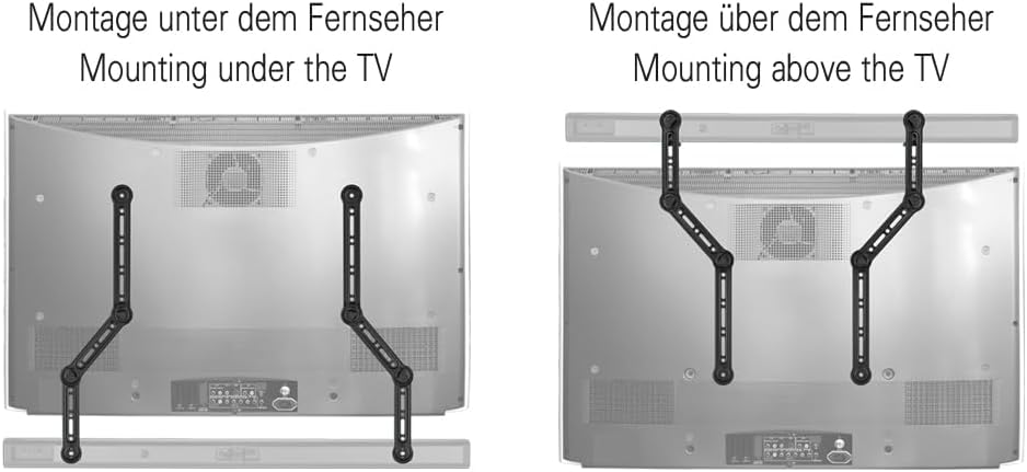 Weiße Universal-Soundbar-Halterung – Für TV 32-75 Zoll, Max. 15 Kg, Montage über Oder Unter Dem Fernseher