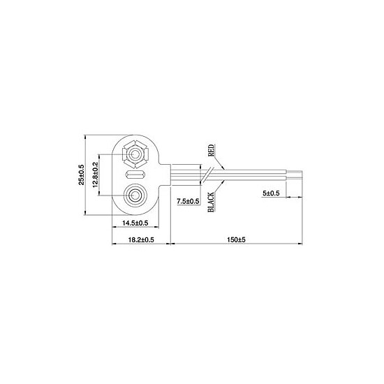 Bild 2 - Batterieclip f�r 9-V Bl�cke , T-Form Kunststoffausf�hrung
