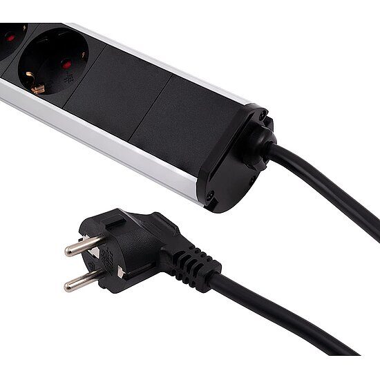 Bild 7 - Tisch-Einbausteckdose f�r Schreibtische und Arbeitsplatten 3x Steckdose 2x USB 2m Kabel
