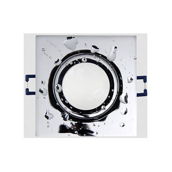 Bild 2 - Einbaurahmen eckig Clip-Verschluss IP44 Chrom mit Glasscheibe inkl. GU5.3 Fassung