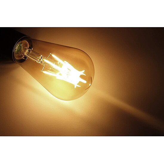 Bild 3 - LED Filament Leuchtmittel RETRO Bauform ST64 E27 4W 400 lm warmwei� goldenes Glas