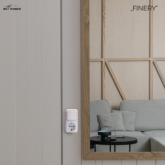 Bild 6 - Aufputz Kombination Schutzkontakt Steckdose mit Schalter Serie Finery 250V/16A IP20 wei