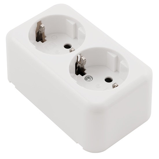 Bild 2 - Aufputz Schutzkontakt Steckdose 2-fach Serie Finery 250V/16A IP20 wei�
