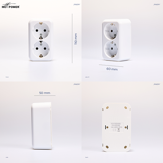 Bild 5 - Aufputz Schutzkontakt Steckdose 2-fach Serie Finery 250V/16A IP20 wei�