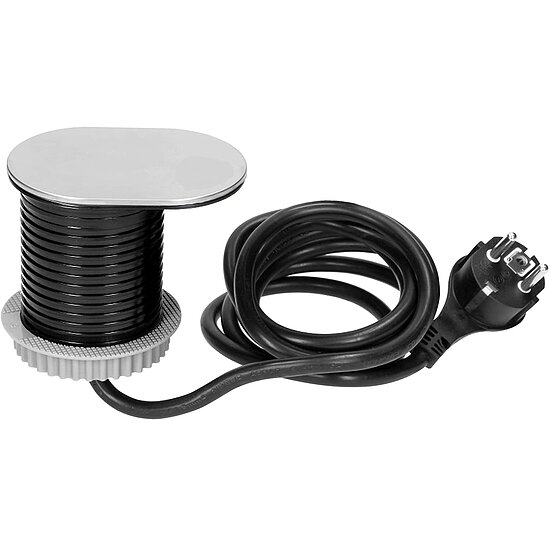 Bild 2 - Einbau Tischsteckdosenleiste silber mit 1 Schutzkontaktbuchse und 1 x USB
