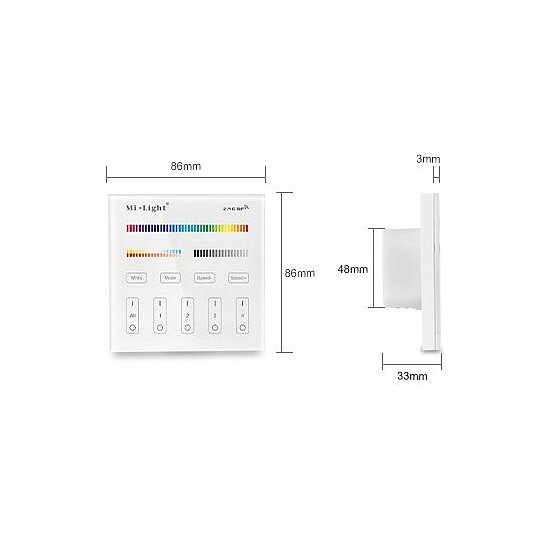 Bild 2 - MiLight 230V Anschlu T4 Funk Wanddimmer 4-Zonen RGB + CCT Stripes