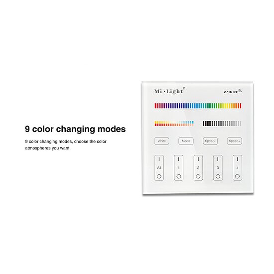 Bild 4 - MiLight 230V Anschlu T4 Funk Wanddimmer 4-Zonen RGB + CCT Stripes