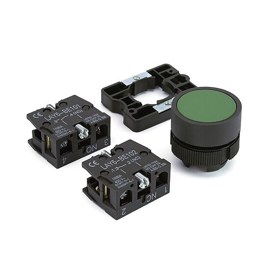 Bild 3 - Drucktaster b�ndig, gr�n Kontakte 1 x S, 1 x �