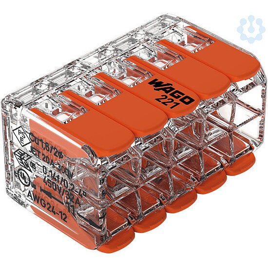 Bild 1 - WAGO 221-420 Compact Verbindungsdosenklemme 10x0,14-4qmm orange 32A 450V