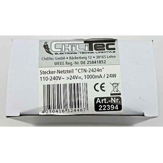 Bild 2 - Stecker-Netzteil 110-240V~ >24V=, 1000mA / 24W