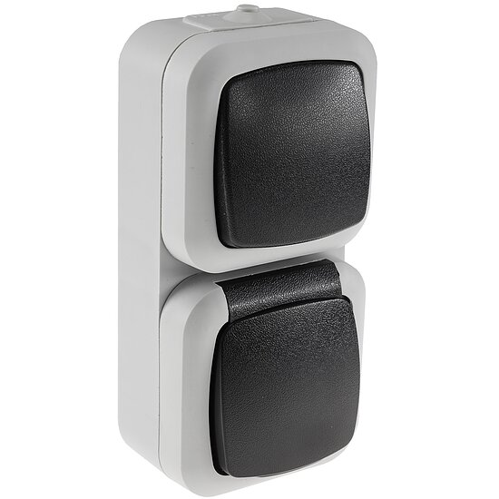 Bild 2 - Feuchtraum Kombi-Schalter/Steckdose,IP44 250V~/ 10/16A, grau, AP vertikal