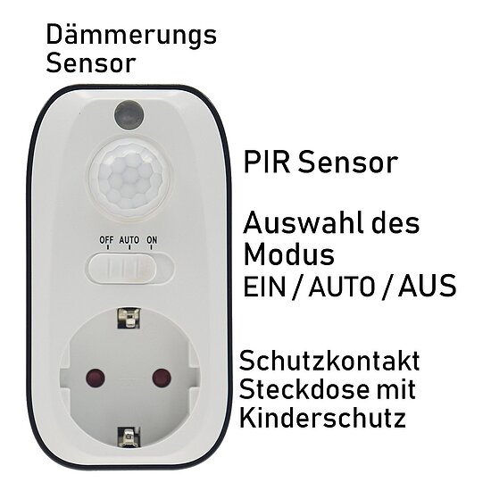 Bild 5 - Zwischenstecker mit Bewegungsmelder 8m Reichweite , 230V/1200W