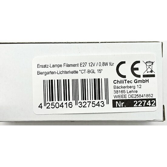 Bild 3 - Ersatz-Lampe Filament E27 12V / 0,8W fr Biergarten-Lichterkette 