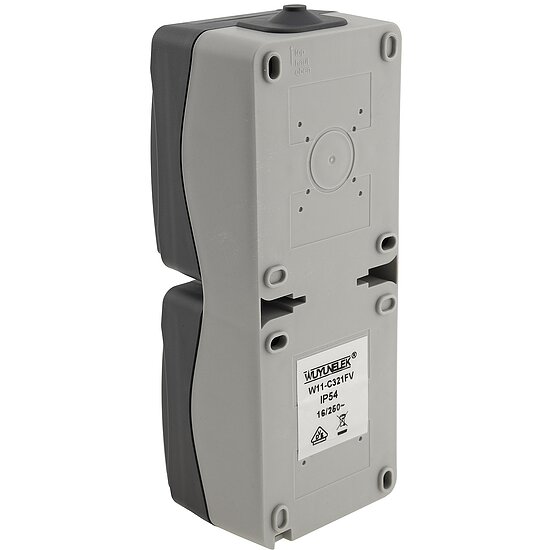 Bild 3 - NUQUI Feuchtraum Doppel-Steckdose verti. IP54, Aufputz, 250V~/ 16A