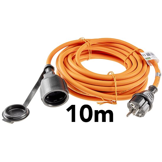 Bild 4 - Schutzkontakt Verlngerungskabel lbestndig 10m IP44 Orange H07RN-F 3G1,5mm Stecker auf Kupplung