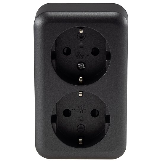Bild 2 - FASKO Doppel-Steckdose, AP, Anthrazit 250V~/ 16A, Aufputz, Schraubanschluss