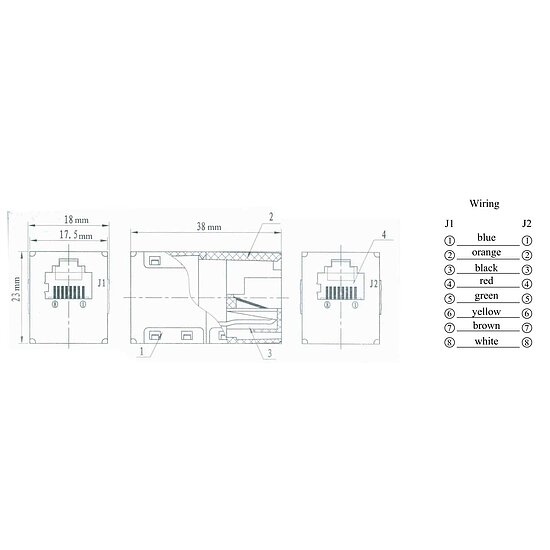 Bild 2 - Modularverbinder Patchkabelverbinder Doppelkupplung 8/8 RJ45, 1:1 geschirmt