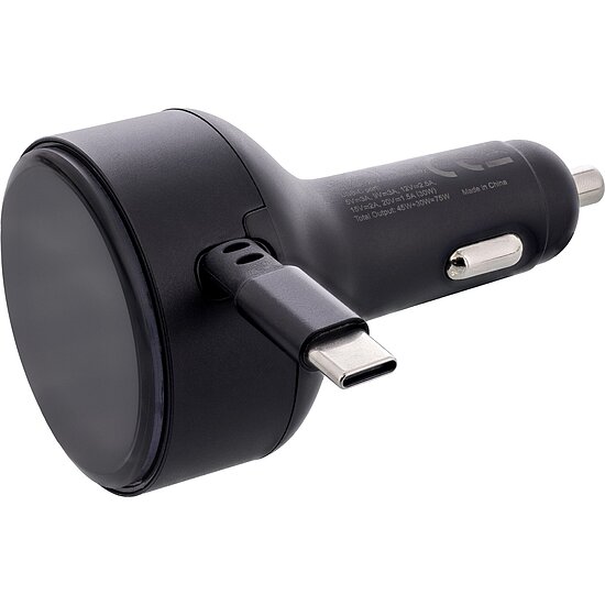 Bild 4 - InLine Dual USB-C KFZ Stromadapter 12/24V, ausziehbares Kabel + Buchse, 75W