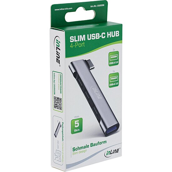 Bild 10 - InLine� Slim USB-C Hub, 4-Port, USB 3.0 + 3x USB 2.0, schmale Bauform