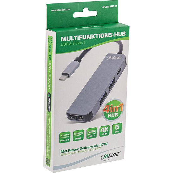 Bild 5 - InLine� Multihub USB 3.2 Gen.1, 2x USB-A, HDMI 4K/30Hz, USB-C PD 87W
