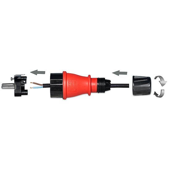 Bild 2 - Outdoor Schutzkontaktstecker IP 54 schwarz / rot