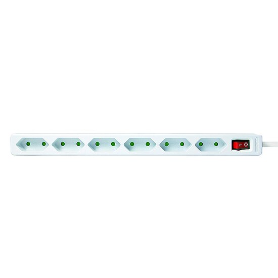 Bild 2 - Steckdosenleiste 6-fach Euro weiss mit Schalter schmal 1,5 m Kabel
