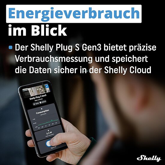 Bild 6 - Shelly Plug & Play Plug S Gen3 Matter Wi-Fi Smart-Steckdose 12A Messfunktion WLAN Bluetooth wei�