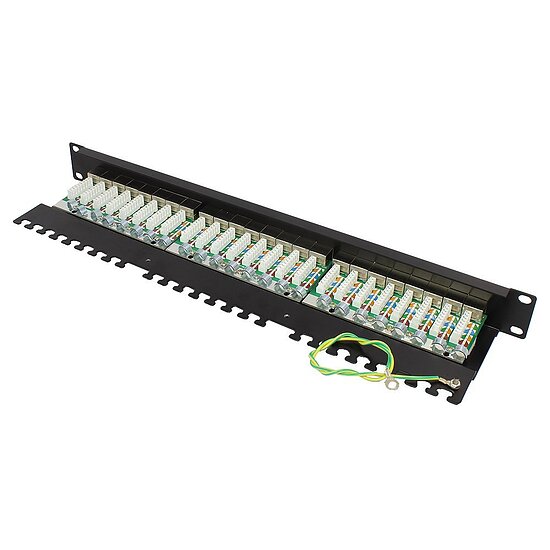 Bild 2 - CAT6a Patchpanel 19 Zoll schwarz 1 HE 24 Port 10 GBit/s