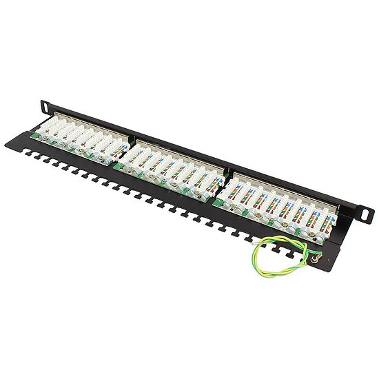Bild 2 - CAT6 Patchpanel 19 Zoll schwaz 1 HE 24 Port