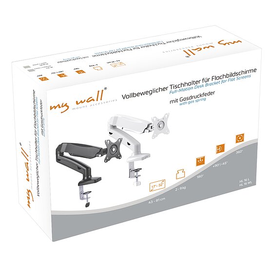Bild 3 - Vollbeweglicher Tischhalter f�r Flachbildschirme 17 - 32 Zoll, 2-9 Kg weiss