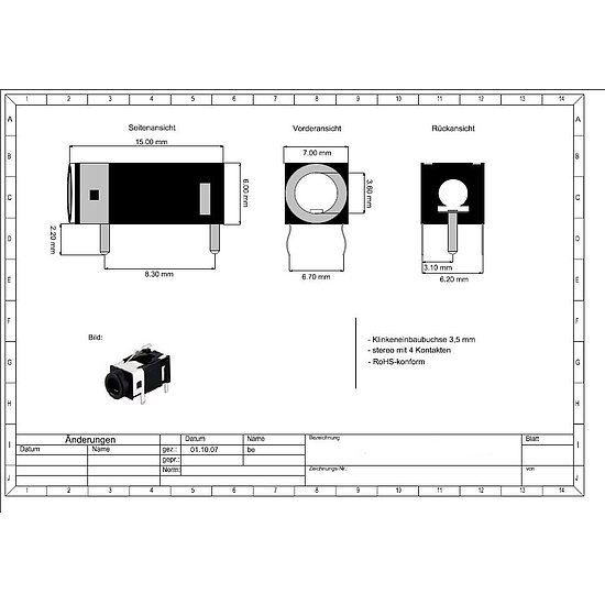 Bild 2 - 4-polige Klinken-Einbaubuchse 3,5mm