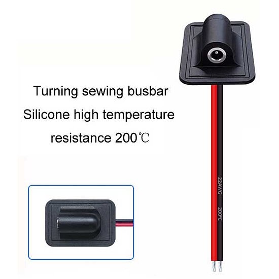 Bild 2 - DC Hohlbuchse 5,5mm / 2,1mm auf Montageflansch Silikon mit 10cm Kabel