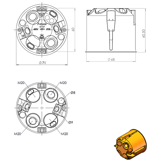 Bild 2 - f-tronic E117 Hohlwanddose Durchmesser 68mm Tiefe 61mm
