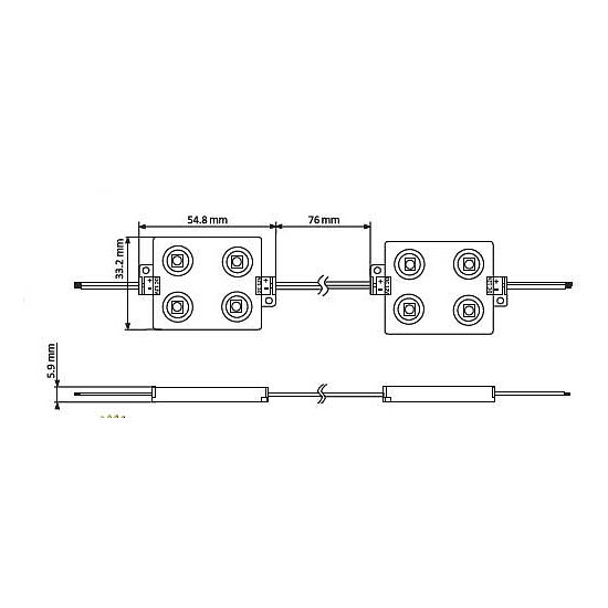 Bild 2 - LED Modul 4 LED Chips SMD 5050 12V 1,44W IP65 Kaltweiss 6000-7000K