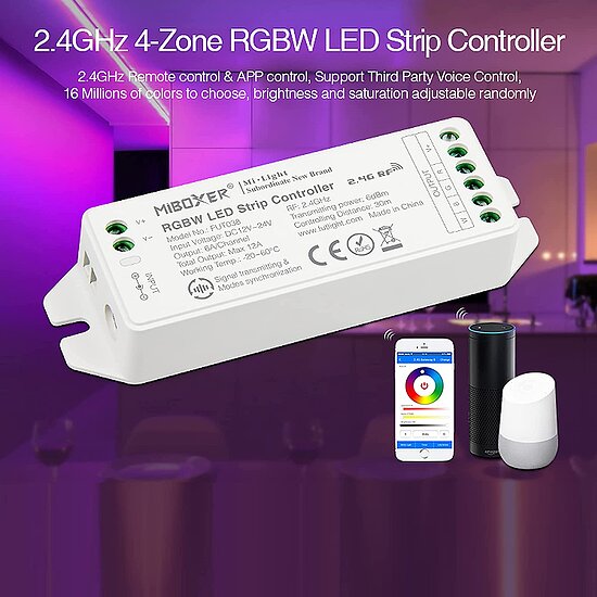 Bild 2 - Miboxer Milight Controller 2.4G Funk LED Controller FUT038 RGBW 12-24V bis 4 Kanal fr LED Produkte