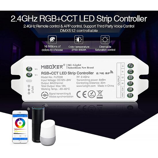 Bild 2 - Miboxer Milight Controller 2.4G Funk LED Controller FUT039 RGB+CCT 12-24V 5 Kanal fr LED Produkte