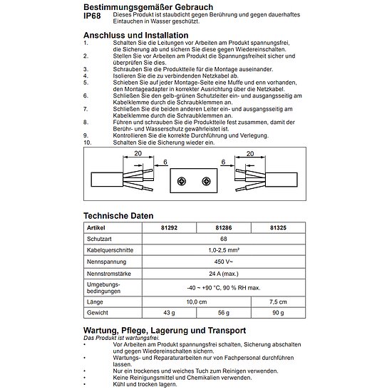 Bild 4 - Kab24 Dosemuffe 7,5cm Kabelverbider 3-polig wasserdicht IP 68