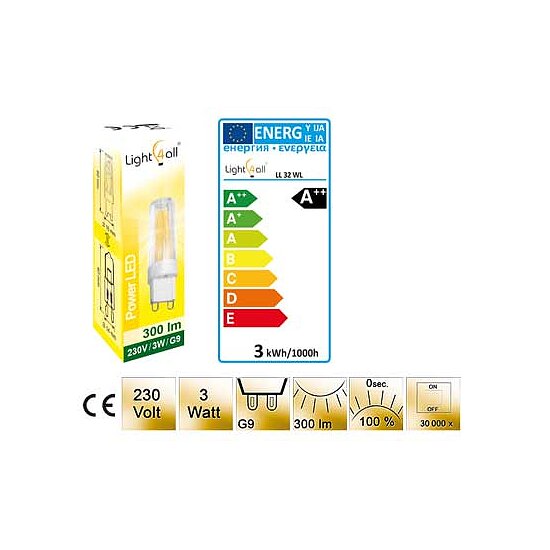 Bild 2 - LED Filament Lampe G9 2700K warmweiss 3W ersetzt 28W 300 Lumen