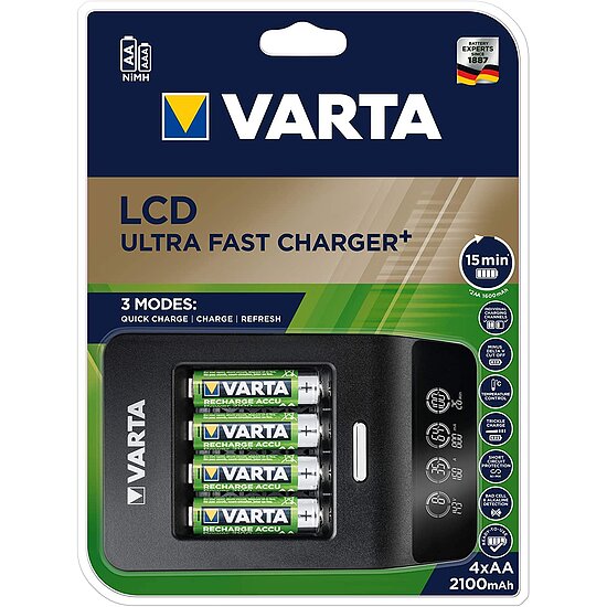Bild 2 - VARTA Ultra Fast Charger+ f�r AA/AAA Einzelschachtladung Erkennung von defekten Zellen inkl. 4x ACCU Power AA 2100mAh
