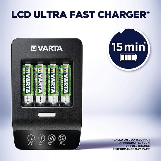 Bild 3 - VARTA Ultra Fast Charger+ f�r AA/AAA Einzelschachtladung Erkennung von defekten Zellen inkl. 4x ACCU Power AA 2100mAh