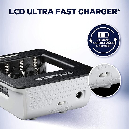 Bild 4 - VARTA Ultra Fast Charger+ f�r AA/AAA Einzelschachtladung Erkennung von defekten Zellen inkl. 4x ACCU Power AA 2100mAh