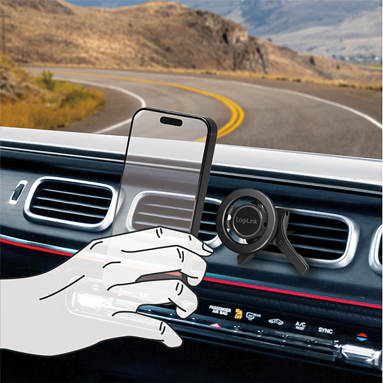 Bild 7 - Magnetischer-3-Punkt-Smartphone-Halter f�r Kfz-L�ftungsschacht, Schwarz