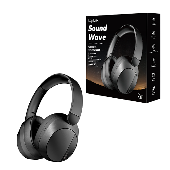Bild 9 - BT 6.0 Sound Wave-Headset, ANC, 3,5 mm AUX, 15 Stunden Akkulaufzeit, Schwarz