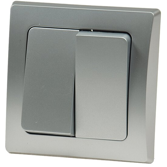 Bild 2 - DELPHI Serien-Schalter 2-fach inkl. Rahmen UP silber