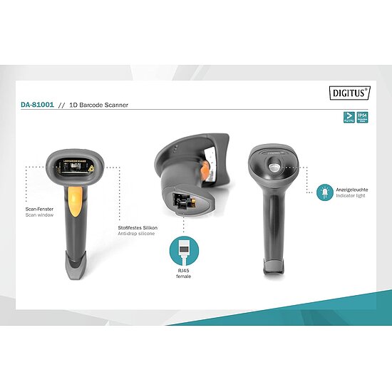 Bild 6 - DIGITUS DA-81001  1D Barcodescanner  Bidirektional Handscanner  200 Scans/s  30 cm Scanweite  2 m Kabel