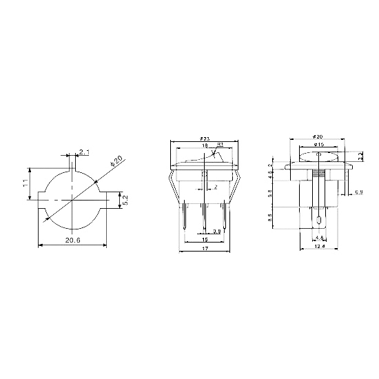 Bild 2 - KFZ Leucht-Wippenschalter rund 12V / 16A Ein/Aus