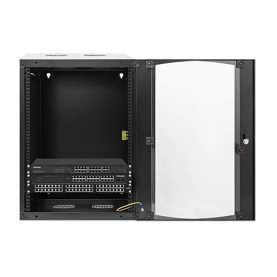 Bild 4 - Kab24� Netzwerkschrank mit Schwenkrahmen 19 Zoll 15 HE schwarz Wandgeh�use H:72,5 x B:54 x T:45cm