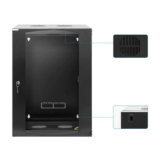 Bild 7 - Kab24� Netzwerkschrank mit Schwenkrahmen 19 Zoll 15 HE schwarz Wandgeh�use H:72,5 x B:54 x T:45cm