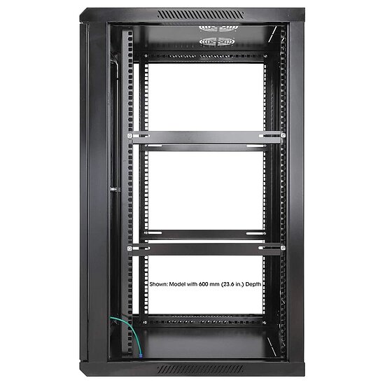 Bild 5 - Kab24 Netzwerkschrank 19 Zoll 20 HE schwarz Wandgehuse H:99,4 x B:60 x T:45cm